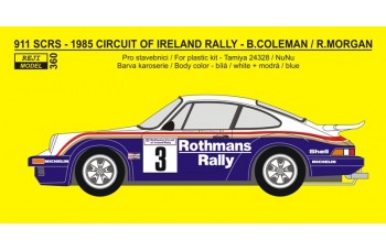 Decal – Porsche 911 SCRS - "Rothmans" 1985 Circuit of Ireland rally - Coleman / Morgan 1/24